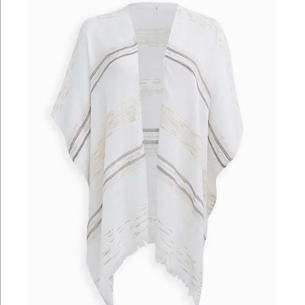 Torrid Ivory Metallic Neutral Stripe Ruana NWT - Picture 10 of 10